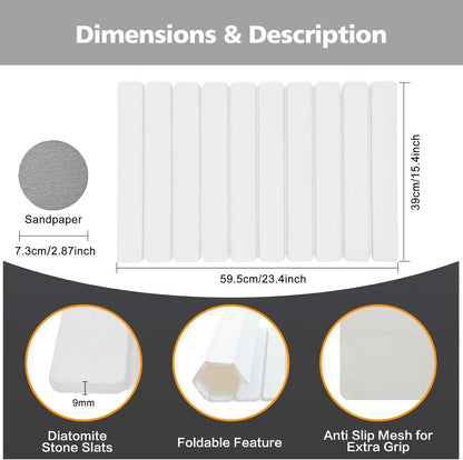 Absorbent Foldable Diatomite Bathmat, Non-Slip, Quick Dry