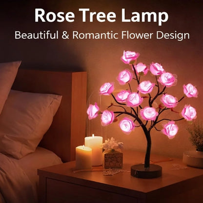 24 Multicolor Roses Table Lamp with Remote, USB Rechargeable