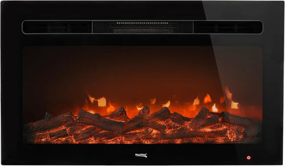 Electric Fireplace, Remote, 4 Flame Settings - Adjustable Heat 68°F-82°F