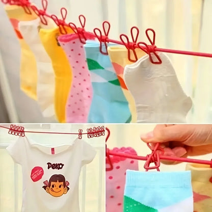 1pc Portable Clothesline With 12 Clips