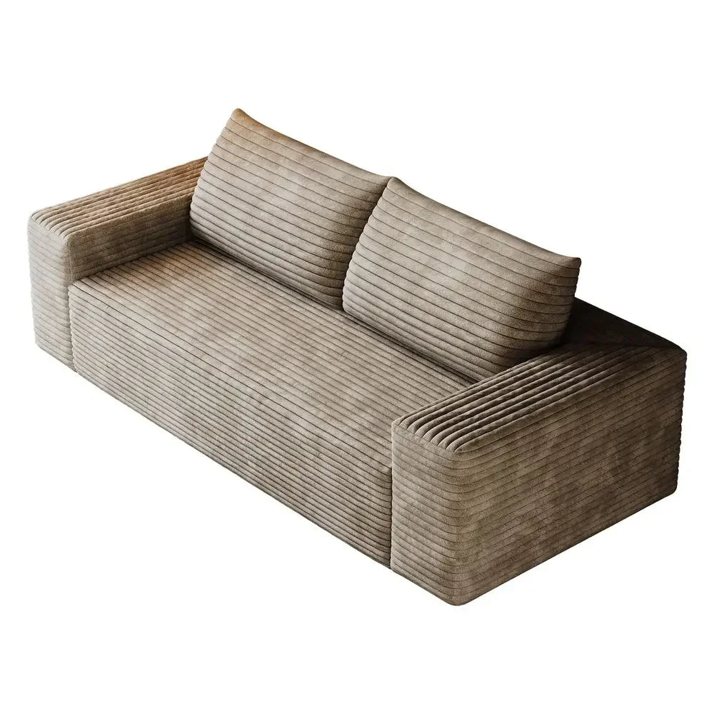 Boneless 71.3" Seater Couch, Loveseat, Fluffy Corduroy with Wide Armrest
