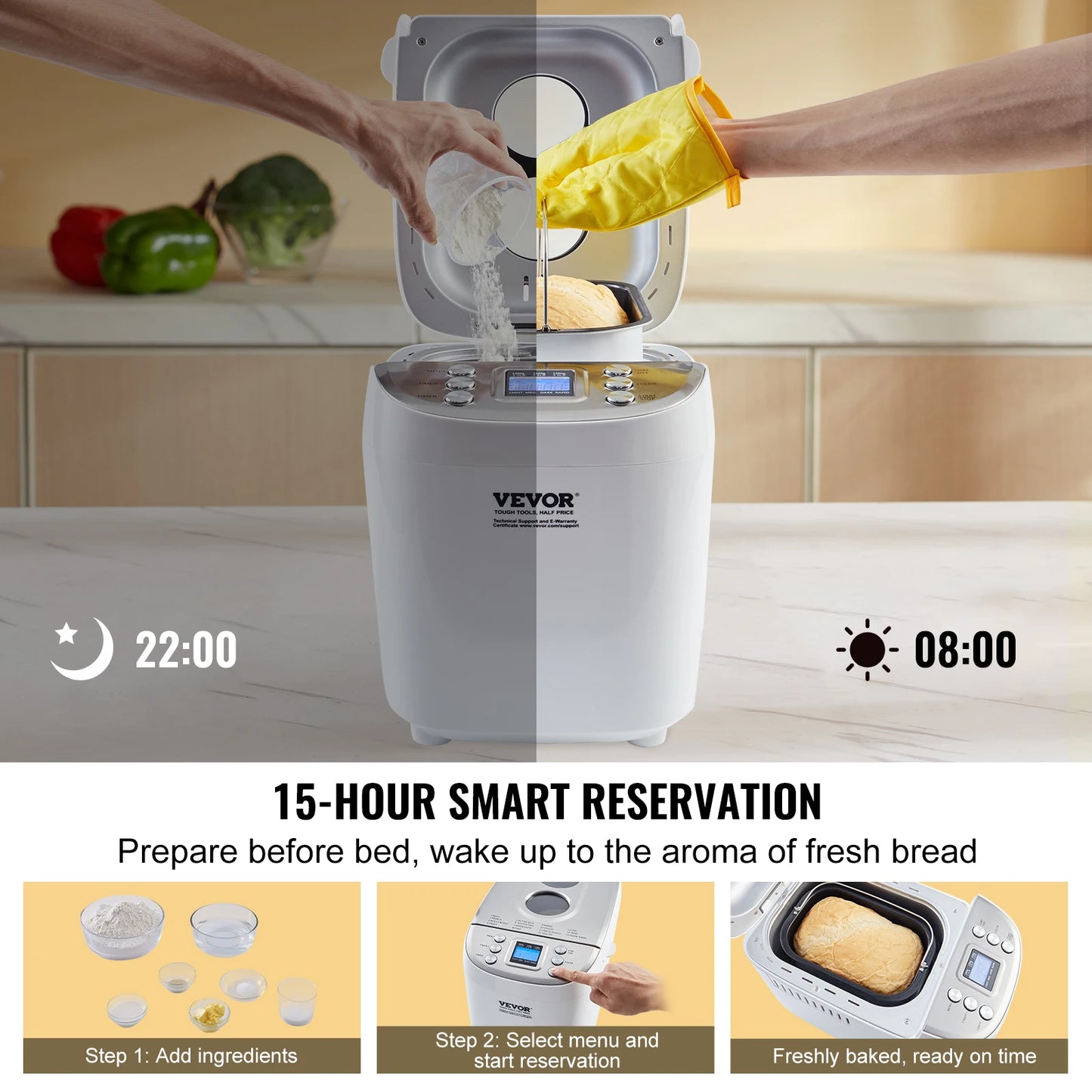 Automatic 2/3lb Bread and Dough Maker, Nonstick Ceramic Pan