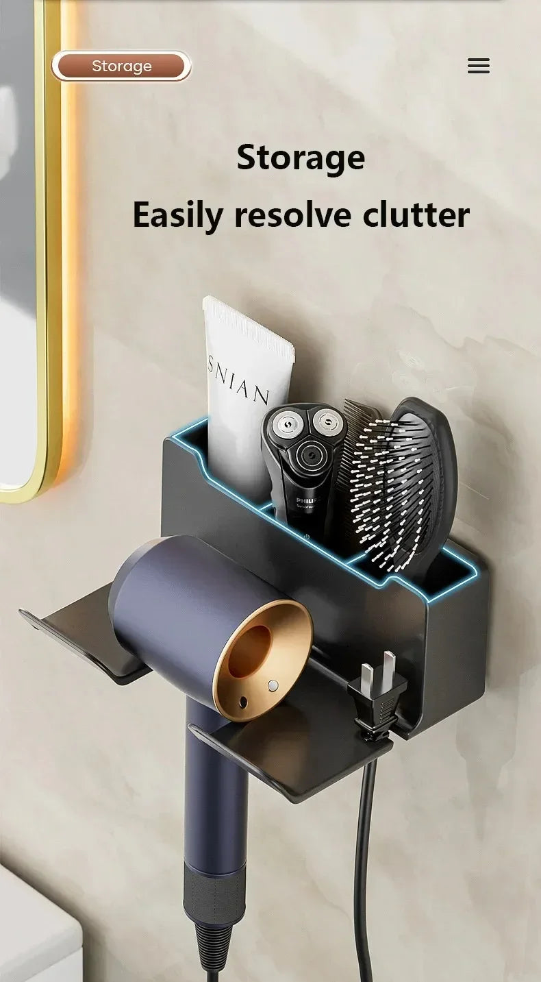 Wall Mount Hair Dryer Organizer, Holder, Suction Cup