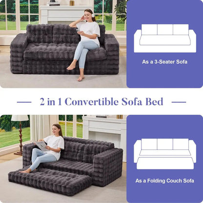 Oversized 3-Seater Boneless Couch w/Tufted Button Design