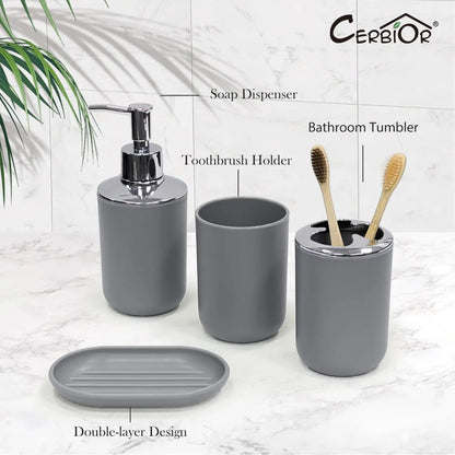 6pc Bathroom Set w/Soap Dispenser, Toothbrush Holder, Cup, Dish