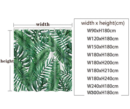 Waterproof Polyester Fabric Bathroom Curtain w/12 Hooks