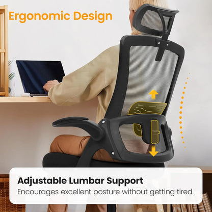 Ergonomic Chair w/High Back, Adjustable Arms, Lumbar Support,