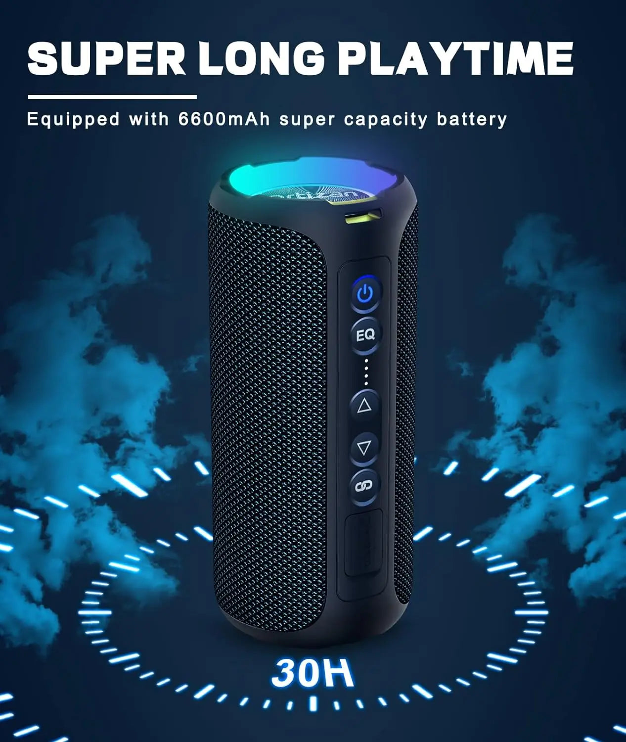 X8 Pro Portable Bluetooth Speaker w/40W Stereo Sound, Waterproof, Lights