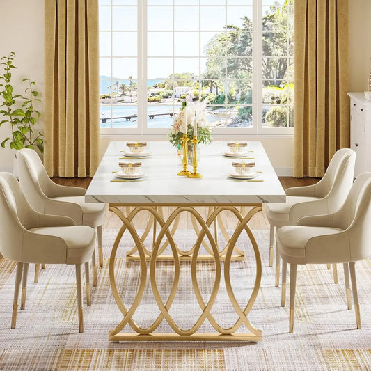 Unique Modern Rectangular Dining Table for 4-6 People, Chairs NI