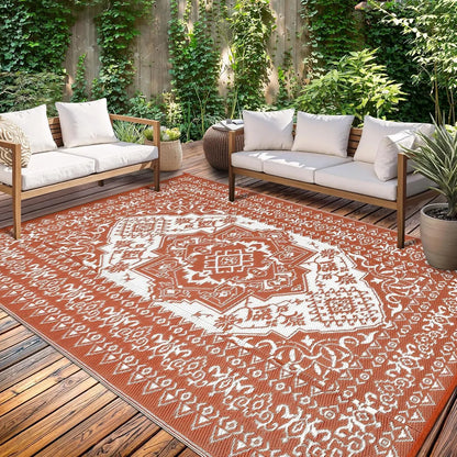 Reversible Vintage Indoor Outdoor Plastic Straw Mat