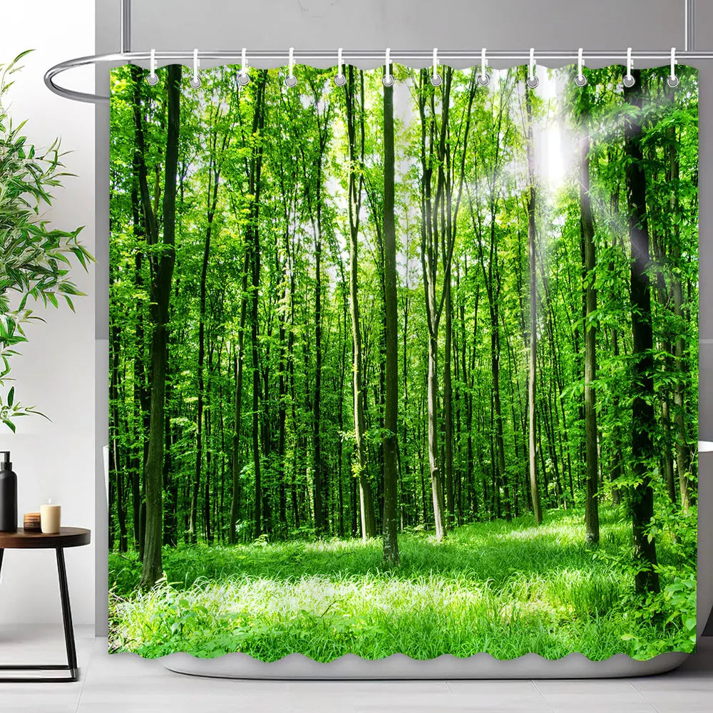 Scenic Shower Curtain Tropical Waterfall, Landscape Nature