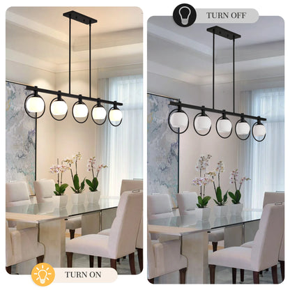 Modern 5-Light Adjustable Chandelier with Glass Shades