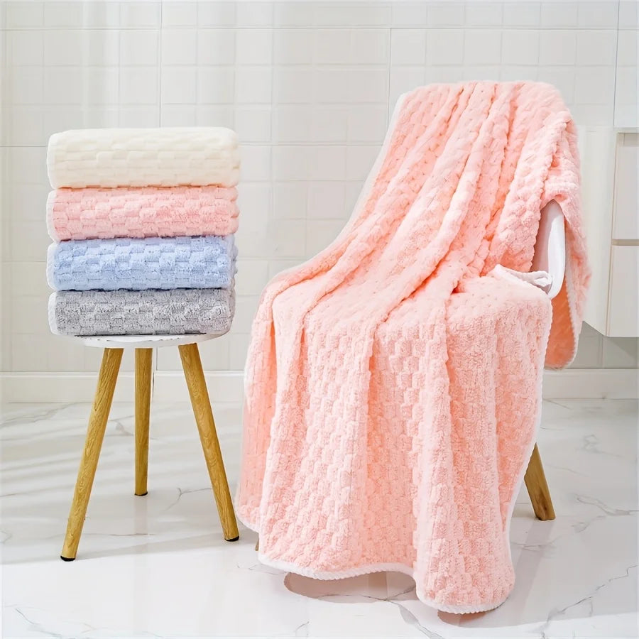 Coral Velvet Bath Towel, Thickened, Enlarged, Soft, Quick-Drying