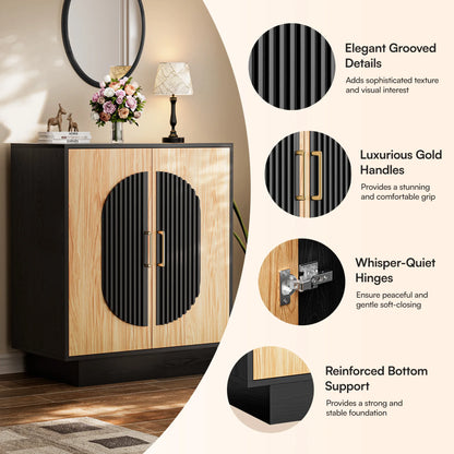 Modular Credenza Fluted Buffet Cabinet with Storage