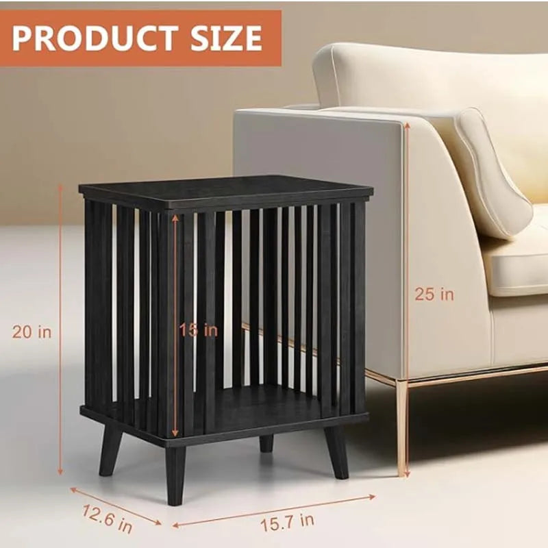 Large Capacity Black Nightstand, 20" Height