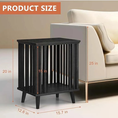 Large Capacity Black Nightstand, 20" Height