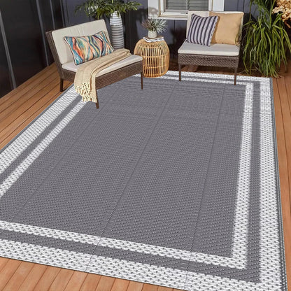 Outdoor Waterproof Reversible Plastic Straw Patio Rug