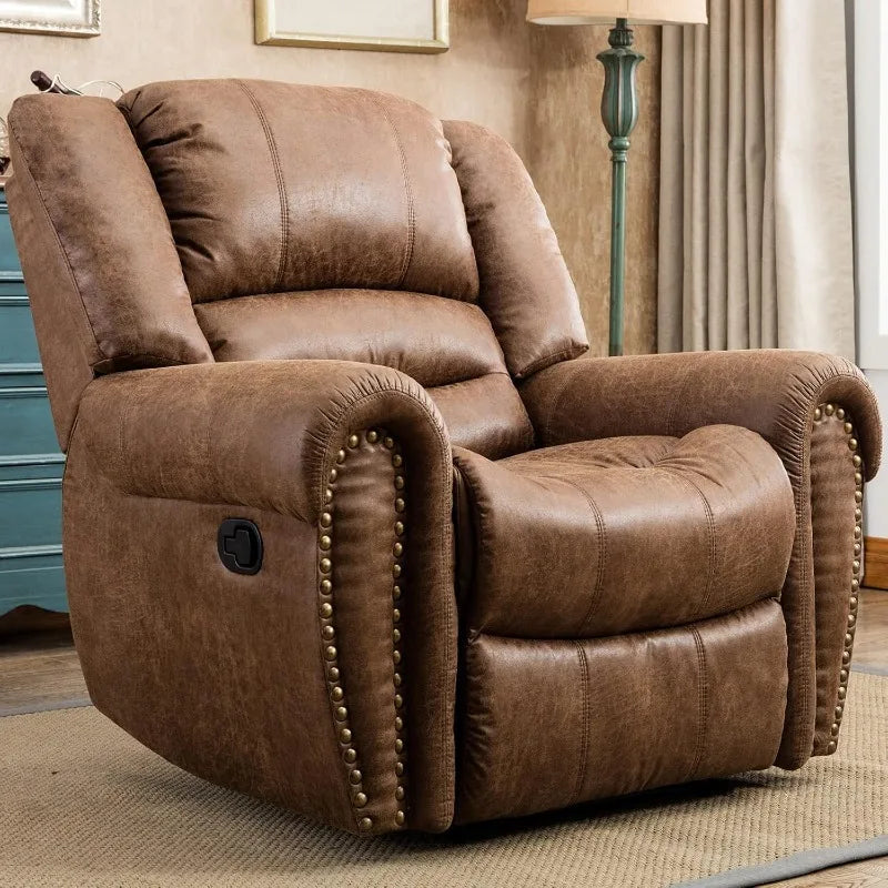 Classic and Traditional Manual Recliner Chair, Leather