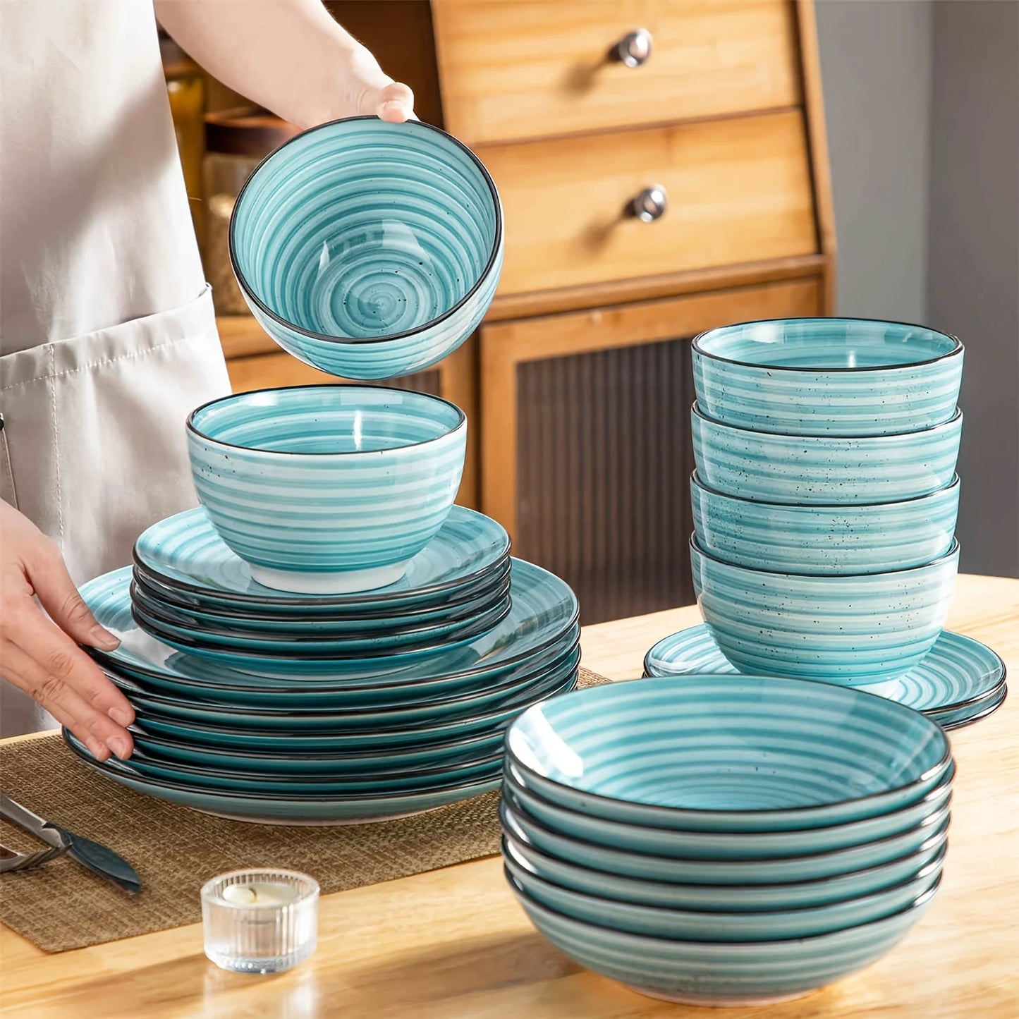 Ceramic Dinnerware, Stoneware Set for 6