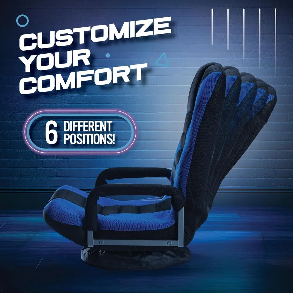 Swivel Floor Gaming Chair, Video Lounger, 6 Different Positions