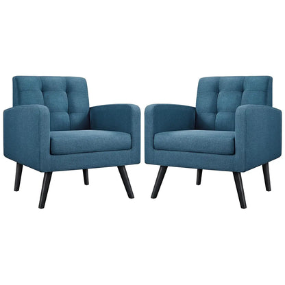 Set (2) Mid-Century Cozy Armchair, Button Tufted Back