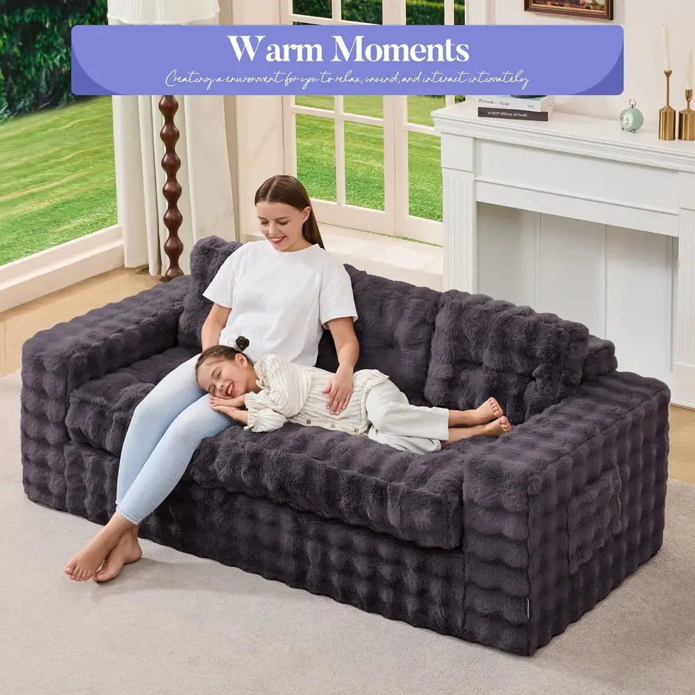 Oversized 3-Seater Boneless Couch w/Tufted Button Design