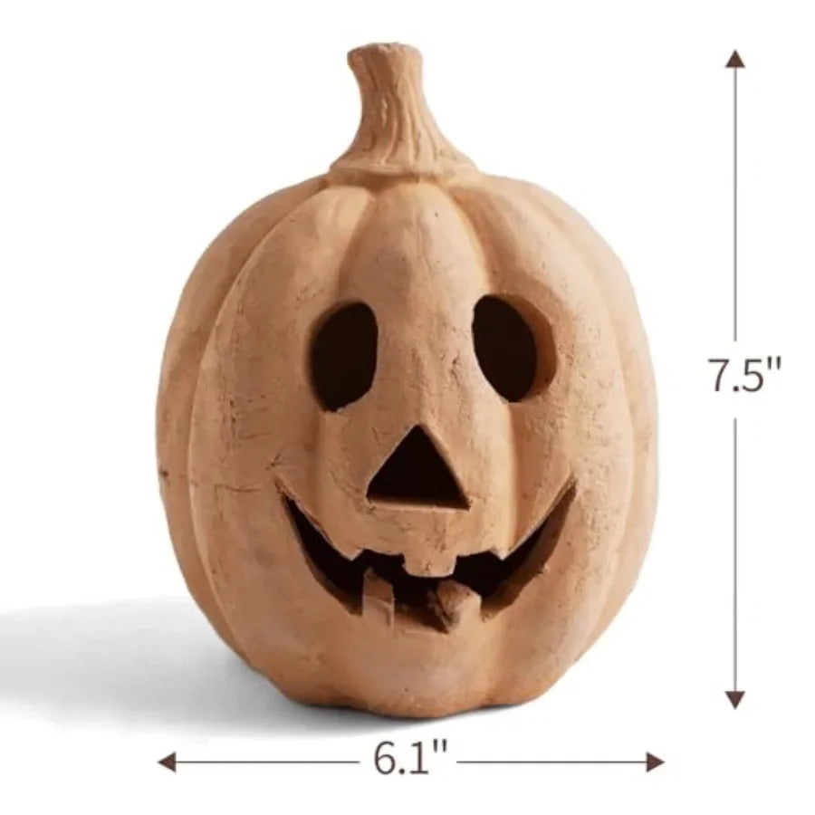 Halloween Decorations,7.5"H Handmade Terracotta Jack O' Lantern