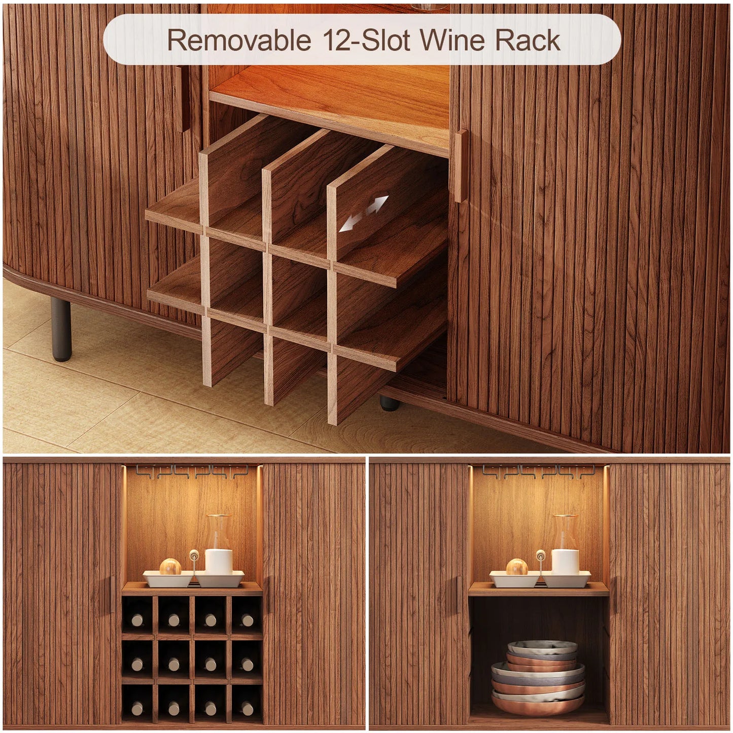 Wine Bar Cabinet w/ LED Light, Liquor Cabinet for Home