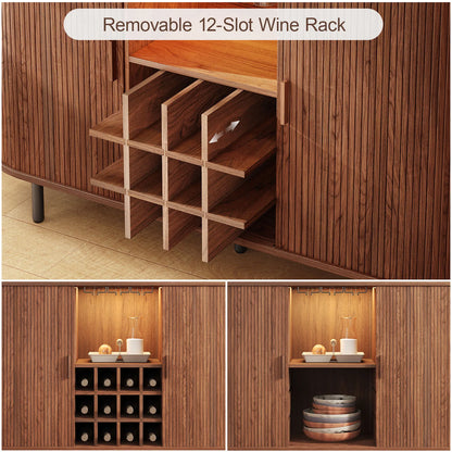 Wine Bar Cabinet w/ LED Light, Liquor Cabinet for Home