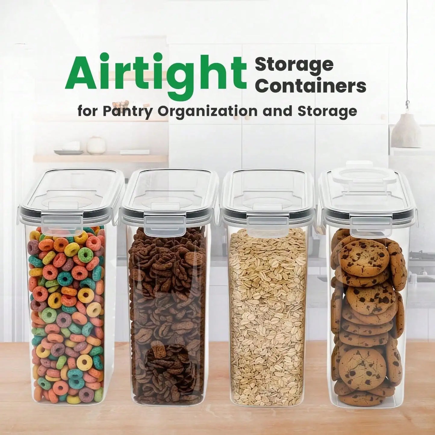 Cereal Storage Containers 4 Pack 4L Airtight with Pour Spout Plastic Dispensers