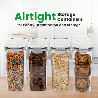 Cereal Storage Containers 4 Pack 4L Airtight with Pour Spout Plastic Dispensers