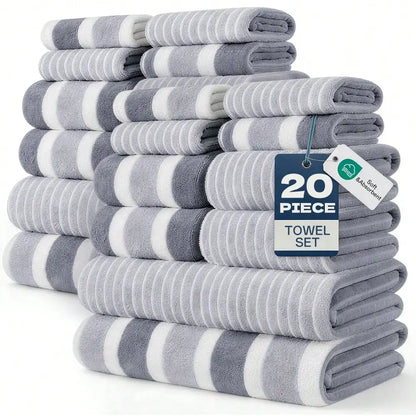 20pcs Soft & Absorbent Towel Set, Lightweight & Skin-Friendly, 280gsm