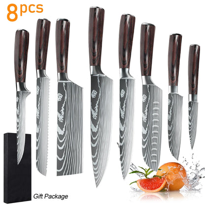 8/10pcs Kitchen Knives, High Carbon Stainless Steel