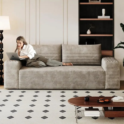 Boneless 71.3" Seater Couch, Loveseat, Fluffy Corduroy with Wide Armrest
