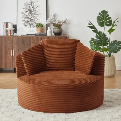 48.8" Round Boneless Chaise Sofa Chair with Backrest and 3 Pillows