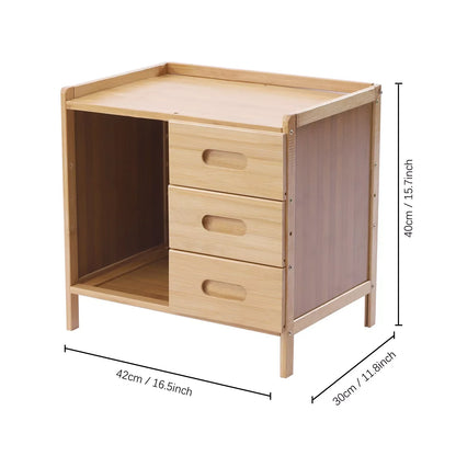 3-Tier Nightstand, End Table, Drawers Storage