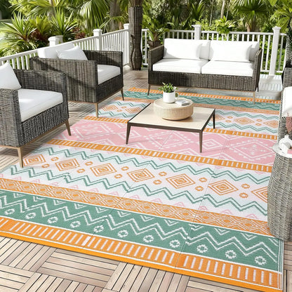 Waterproof Outdoor Rug Reversible Plastic Straw Mat