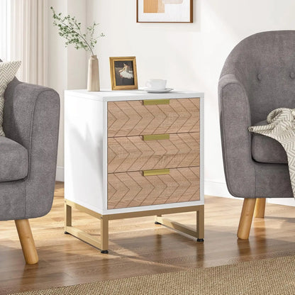 3 Drawers Nightstand w/Unique Chevron Design