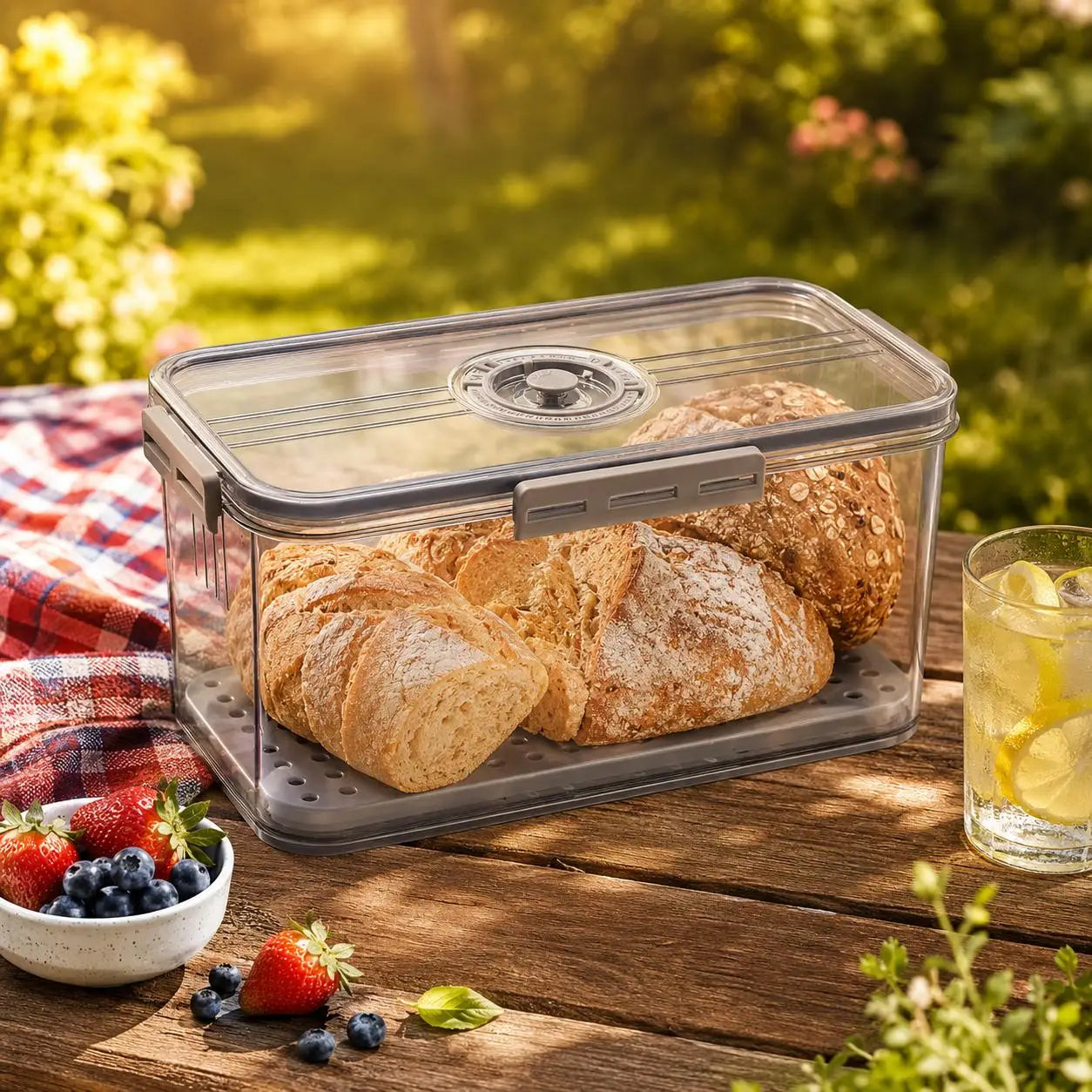 7.45L Airtight Bread Box with Lid, Countertop Food Storage