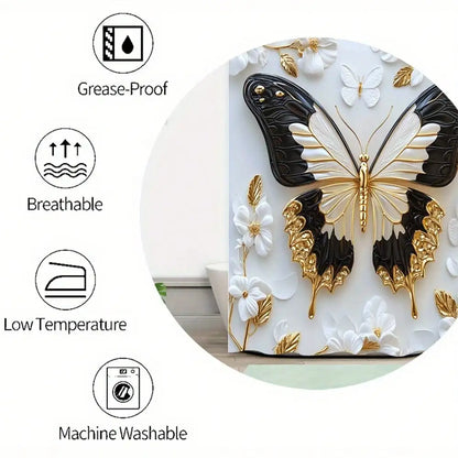 Waterproof Shower Curtain Set, Non-Slip Floor Mats, Commode Cover