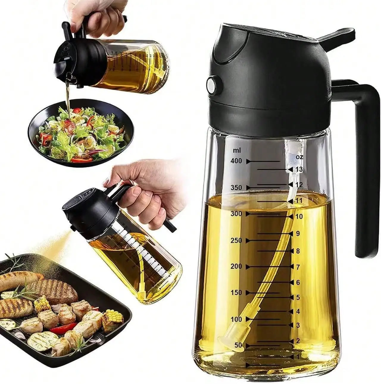 2-in-1 Dual Mode Spray, Pour Glass Bottle w/Mist Control