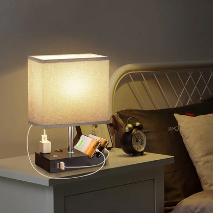 15.7" Bedside Dimmable Lamp, Dual USB Charging Ports