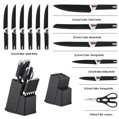 13Pcs Professional Kitchen Knife Block Set with 6 Steak Knives