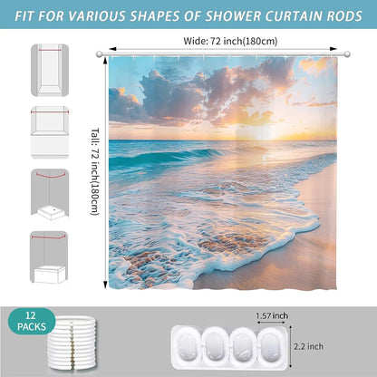 Nautical Summer Sunset Shower Curtain w/Hooks