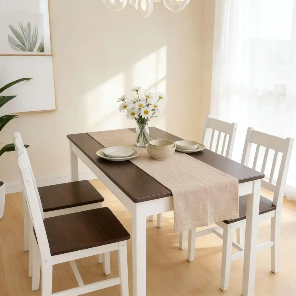 5pc Solid Wood Kitchen Rectangle Table 42.5" w/Chairs