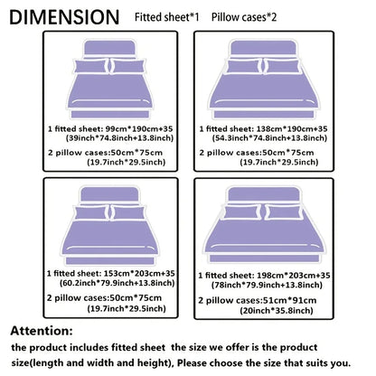 3pc Digital Printing Material Plaid Fitted Sheet