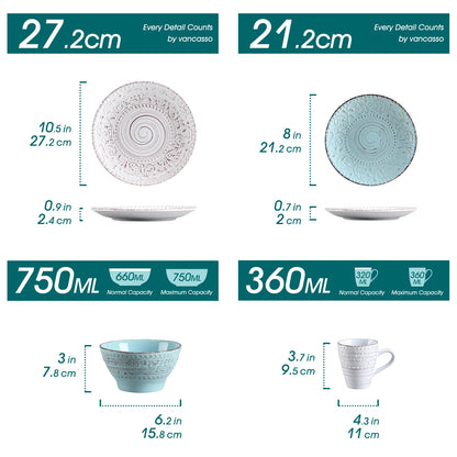 16 and 32pc Complete Ceramic Stoneware Dinner Set