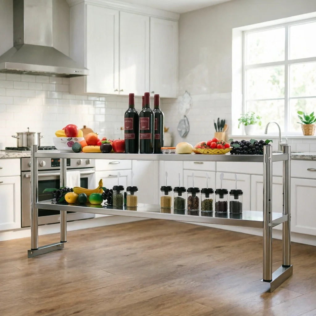 2 Tier Adjustable Stainless-Steel Heavy-Duty Shelving, 12.99 x 58.98 Inch
