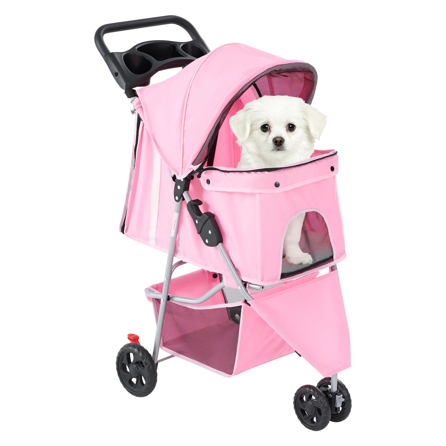 3 Wheels Mesh Foldable Pet Stroller for Small Dogs and Cats