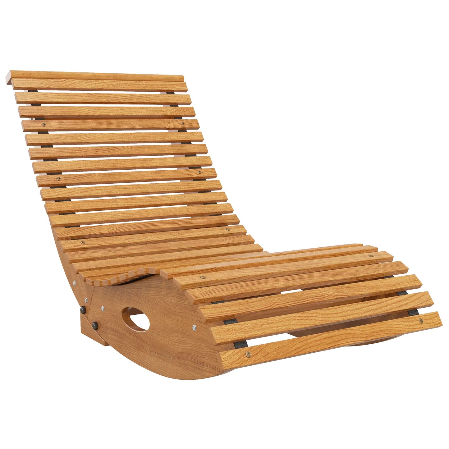 Outdoor Teak Rocking Chair W/Slatted Seat,